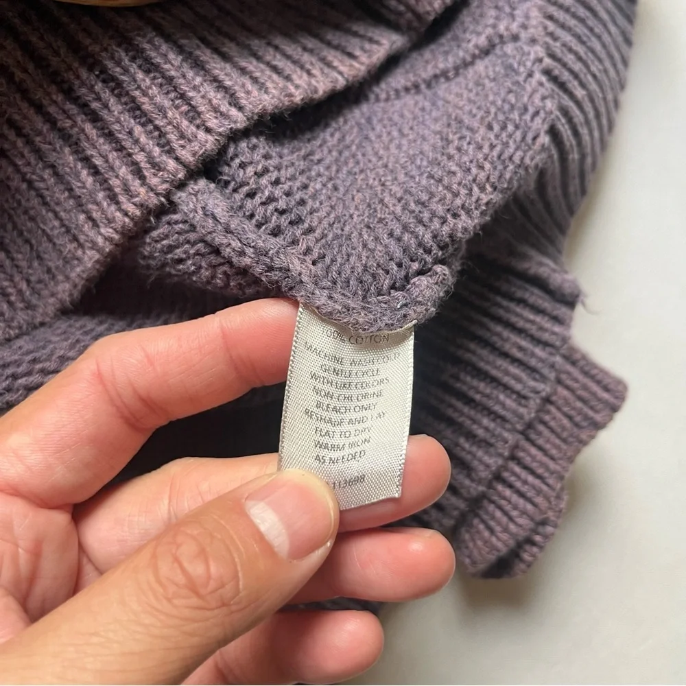 MARGARET O’LEARY plum pale purple chunky‎ knit toggle button up shawl cardigan
